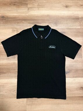 Walker Golf Things 1/4 Zip Knit Polo Shirt Men’s Medium Black